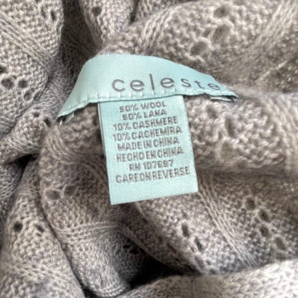 Celeste Women Gray Cable Knit Infinity Loop Scarf Soft Wool Cashmere Blend EUC - Picture 4 of 5